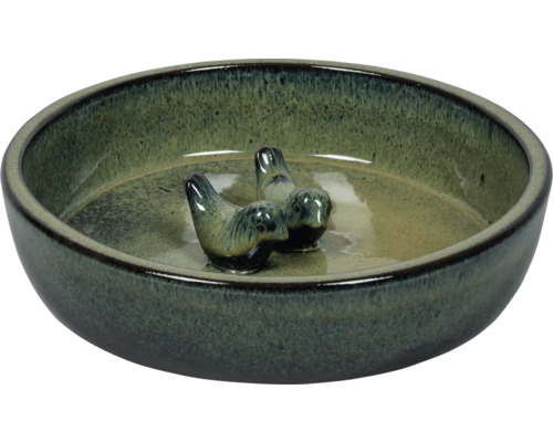 Keramické pítko pro ptáky s motivem ptáka