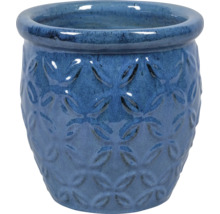Modrý keramický květináč se vzorem
