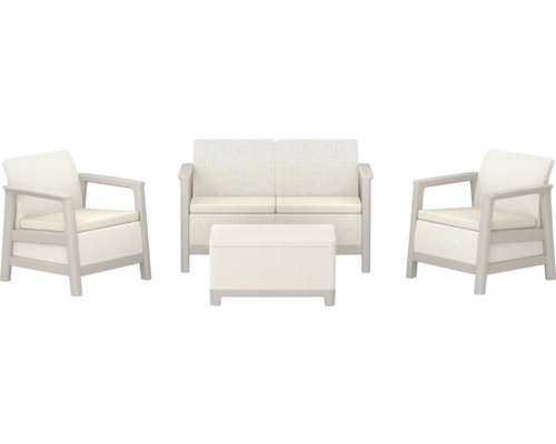 Zahradní sedací souprava Scandi Linea krémová Sada zahradního nábytku s křeslem, dvoumístnou pohovkou a stoličkou