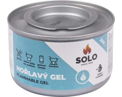 Hořlavý gel v kovové plechovce
