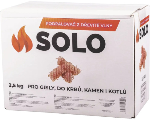 Podpalovač přírodní svitky SOLO 2,5 kg SOLO podpalovač z dřevité vlny, 2,5 kg, pro grily, krby, kamna a kotle