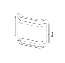 Rozkreslený nákres sprchového koutu se sprchovou zástěnou, profily a kováním