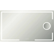 Obdélníkové zrcadlo s osvětlením a kulatou zrcadlovou plochou