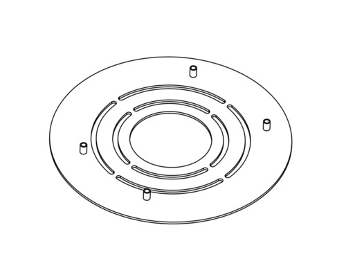 Kulatá krycí deska s výřezy a montážními šrouby