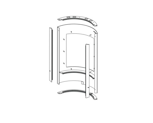 Rozkreslený nákres sprchového koutu s jednotlivými díly