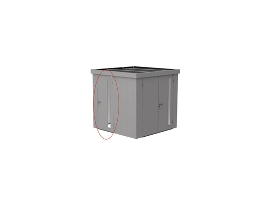 Kovová zahradní skříň s dvoukřídlými dveřmi a oknem