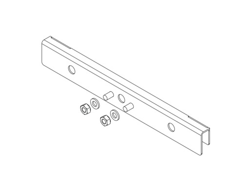 Kovový držák se šrouby, maticemi a podložkami
