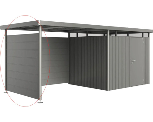 Kovový úložný prostor s plochou střechou a bočními stěnami