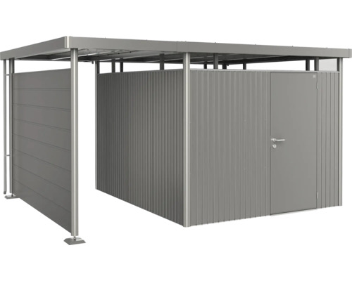 Zahradní domek s posuvnými dveřmi a uzamykatelnými dveřmi pro zahradní nářadí