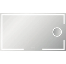 Obdélníkové zrcadlo s LED osvětlením a kruhovou zrcadlovou plochou