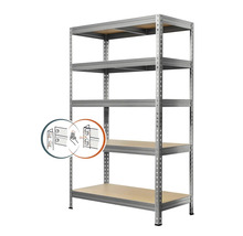 Zásuvný regál s pěti policemi a kovovými prvky