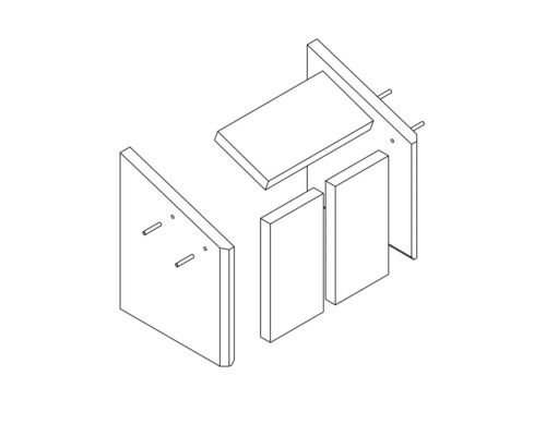 Rozkreslený nákres modulární konstrukce nábytku