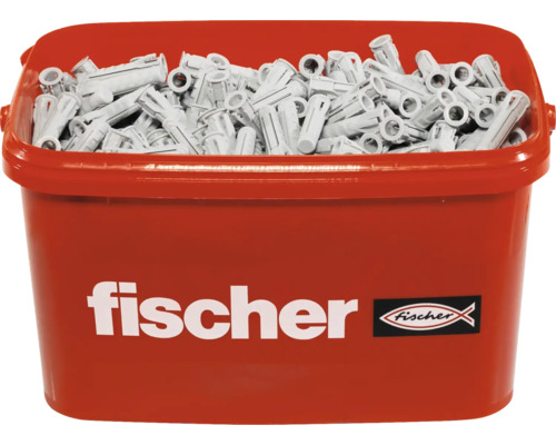 Hmoždinky Fisher SX Plus 10×50 mm kyblík 720 ks Hmoždinky Fischer v červeném kbelíku s logem Fischer