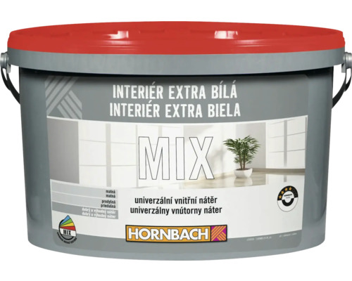 Barva na zeď HORNBACH MIX Interiér extra bílá, odstín k namíchání Kbelík s interiérovou barvou Extra bílá od společnosti Hornbach