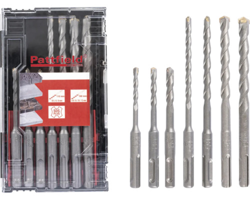 Sada vrtáků do kamene SDS-Plus Pattfield 7díl. Sada vrtáků do kamene Pattfield s upínáním SDS Plus