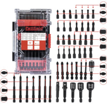 Logo Pattfield. Sada šroubovacích bitů v průhledné plastové krabičce