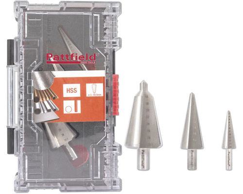 Sada stupňovitých vrtáků Pattfield v kufříku