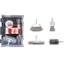 Sada drátěných kartáčů Pattfield s různými kartáčovými nástavci v úložném boxu