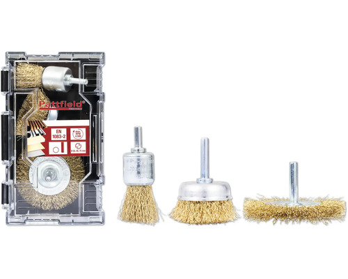 Sada drátěných kartáčů Pattfield pro vrtačky, čtyři různé kartáče
