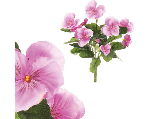 Umělý keř s růžovými květy a zelenými listy