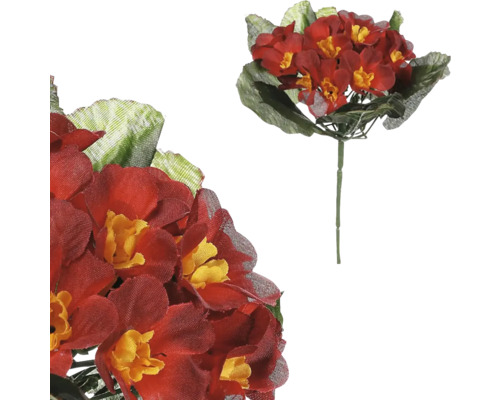 Umělé květy prvosenky s listy.