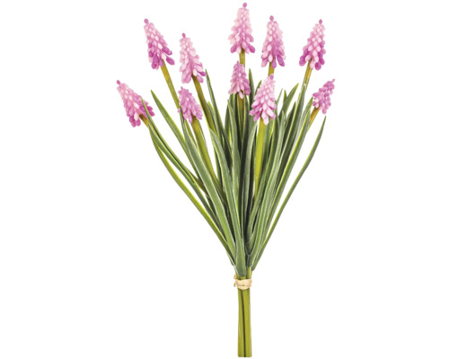 Umělá kytice s růžovými květy a zelenými listy