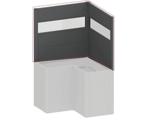 Rohový krycí plot s skleněným prvkem