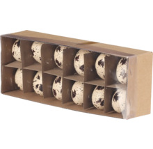 Balení deseti béžových dekorativních vajíček s tmavými skvrnami