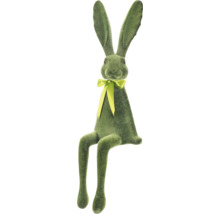 Dekorativní zelený zajíc s mašlí jako velikonoční dekorace