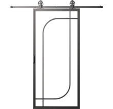 Kovové posuvné dveře s kolejnicí a rukojetí