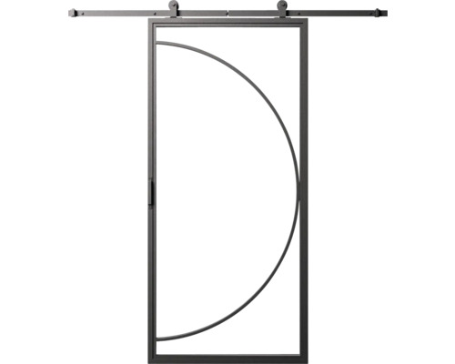 Posuvné dveře s kováním a půlkruhovým designem