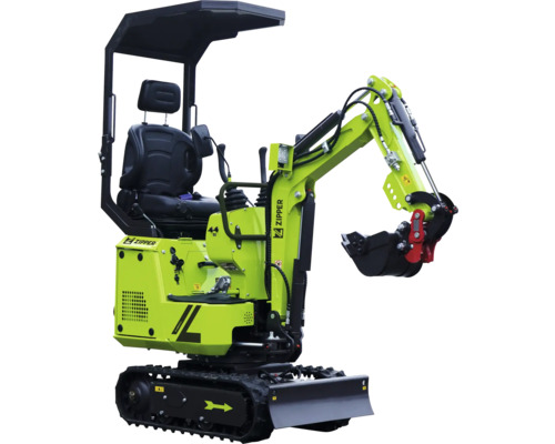 Minibagr s pásovým podvozkem a střechou kabiny