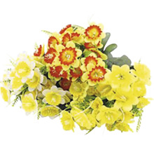 Kytice s umělými žlutými a červenými květy