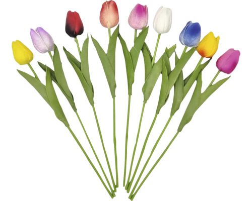 Umělé tulipány v různých barvách