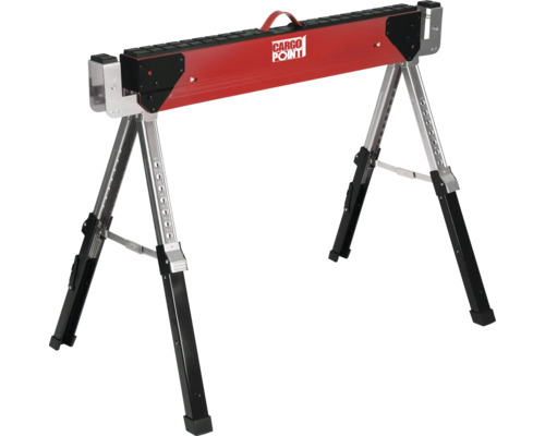 Logo Cargo Point na výškově nastavitelné kovové podpěře pro řezání