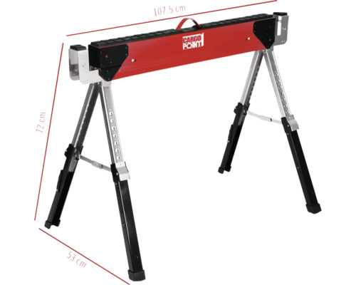 Pracovní koza Cargo Point o rozměrech 107,5 cm délka, 72 cm výška a 53 cm šířka.