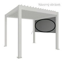 Volně stojící pergola s textilním bočním prvkem pro větší soukromí