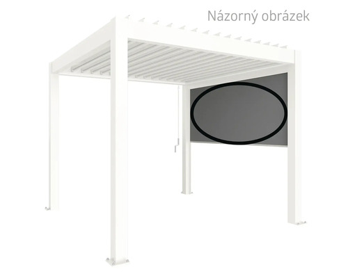 Volně stojící pergola se spuštěnou boční částí pro ochranu proti slunci