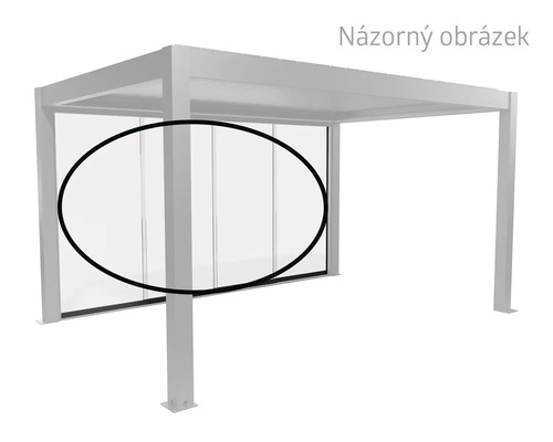 Pergola se skleněnými posuvnými stěnami jako ochrana proti větru