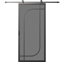 Posuvné dveře s kovovým rámem a kováním