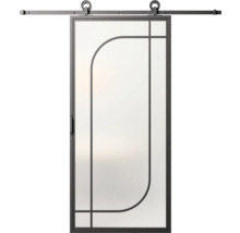 Skleněné posuvné dveře s kováním a kovovým rámem