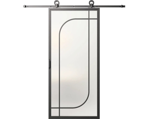 Skleněné posuvné dveře s kováním a kovovým rámem