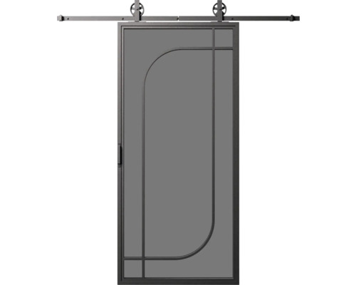 Posuvné dveře s ocelovým rámem a kováním