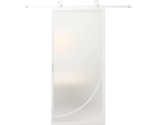 Posuvné dveře se skleněnou výplní a půlkruhovým dekorem