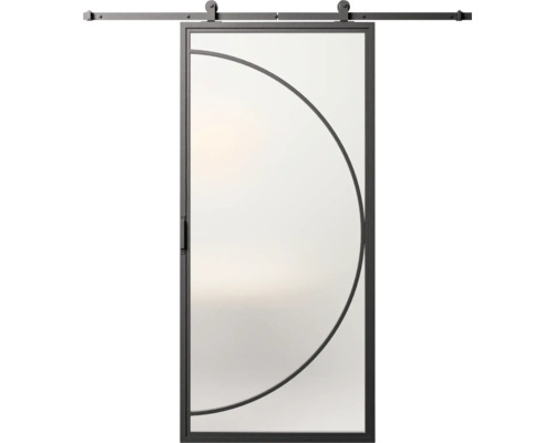 Posuvné dveře se sklem a kovovým rámem