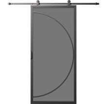 Posuvné dveře s půlkruhovým dekorem a kováním