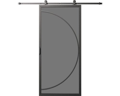 Posuvné dveře s půlkruhovým dekorem a kováním