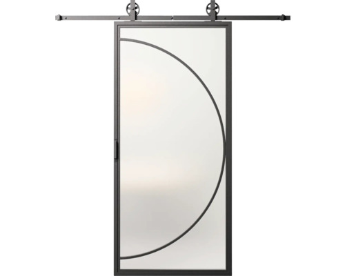 Posuvné dveře se skleněnou výplní a kovovým rámem