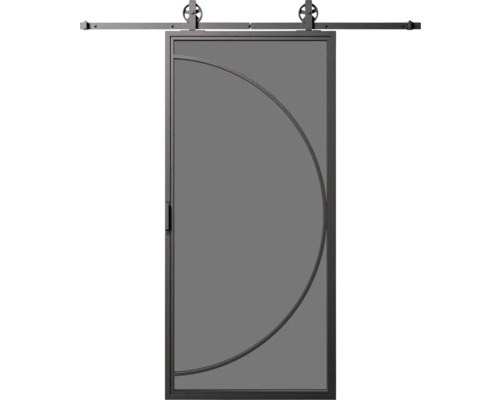 Posuvné dveře s kováním a designem půlkruhu