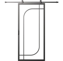 Posuvné dveře s kovovým rámem a kováním